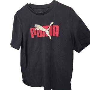 Puma Short Sleeve Logo Graphic Shirt Black Red White Tee Crewneck Mens Large